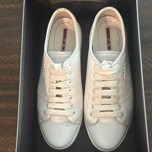 Prada Preloved and cleaned soft leather sneakers. Great condition. Size 39